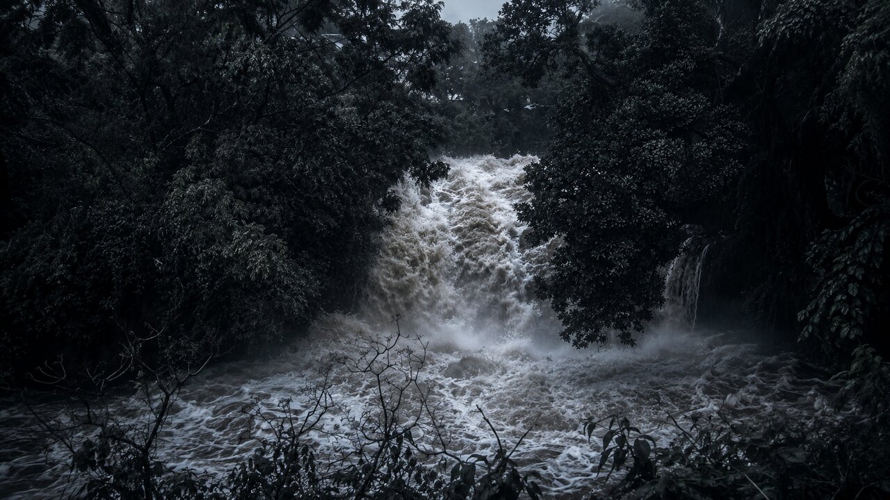Ravine en crue à La Réunion